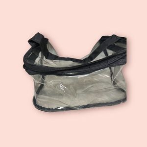 Clear plastic cosmetic bag
